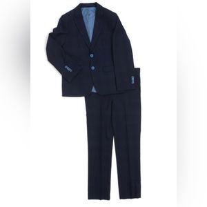 Isaac Mizrahi 2 Piece Navy Plaid Suit NWOT
